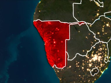 Namibya Haritası geceleri