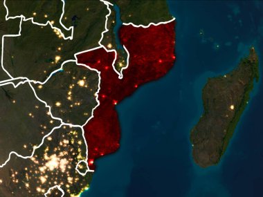 Mozambik Haritası geceleri