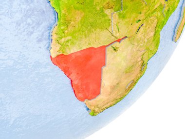 Yeryüzünde Namibya Haritası