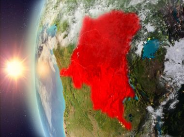 Demokratik Kongo Cumhuriyeti uzaydan günbatımı sırasında