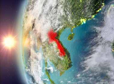 Uzaydan gelen gün batımı sırasında Laos