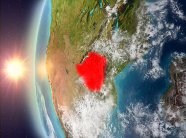 Uzaydan gelen gün batımı sırasında Zimbabve