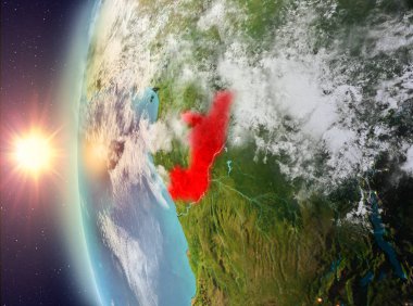 Gün batımı sırasında Kongo'dan alan