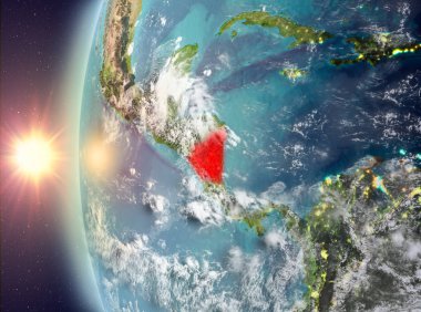 Uzaydan gelen gün batımı sırasında Nikaragua