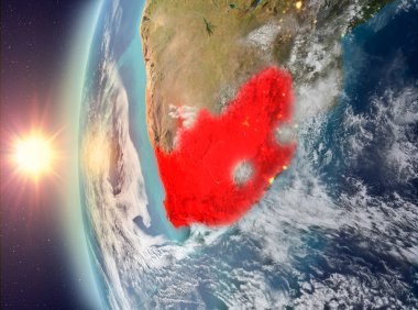 Gün batımı sırasında Güney Afrika'dan alan