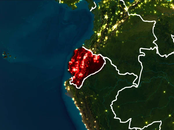 Mapa de Ecuador por la noche —  Fotos de Stock