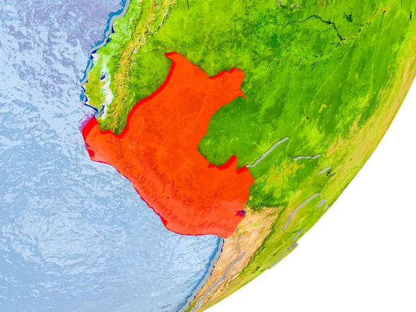 Karta över Peru på jorden — Stockfoto