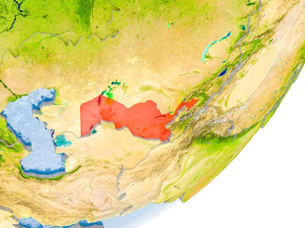 Mapa Uzbekistánu na zemi — Stock fotografie