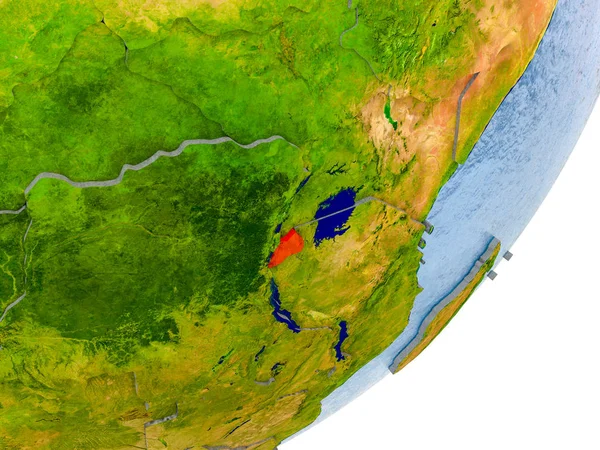 Карта Руанды на Земле — стоковое фото