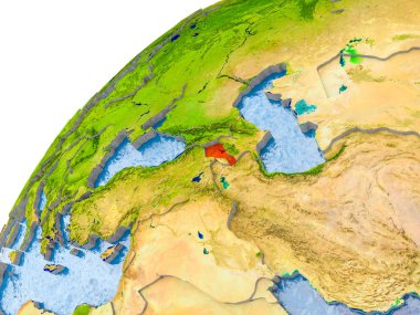 Ermenistan Haritası dünya üzerinde kırmızı