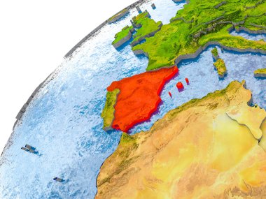 İspanya Haritası dünya üzerinde kırmızı