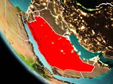 Suudi Arabistan geceleri yeryüzünde