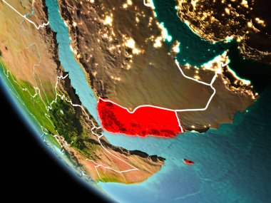 Dünya üzerinde gece Yemen
