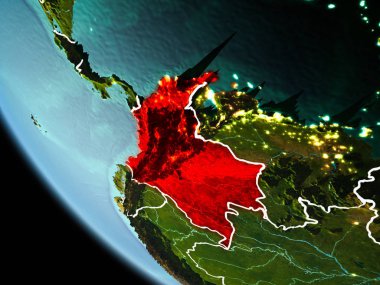 Dünya üzerinde gece Kolombiya