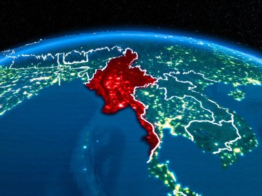 Myanmar gece uzaydan