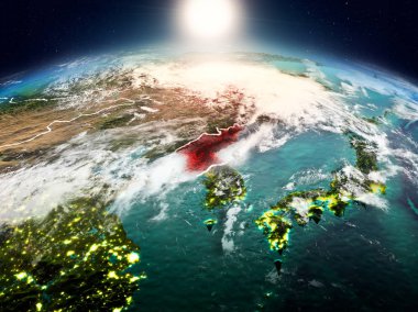 Yörüngeden gündoğumu Kuzey Kore'de