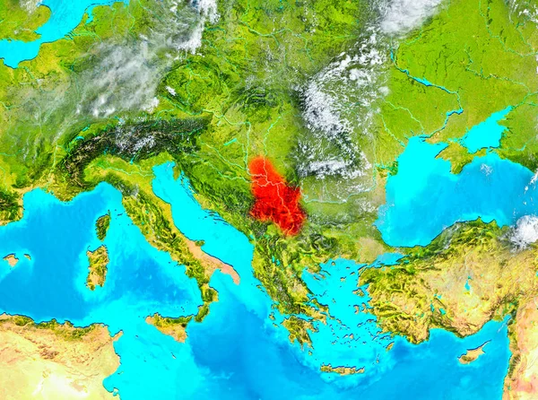 지구에 빨간색 세르비아 — 스톡 사진