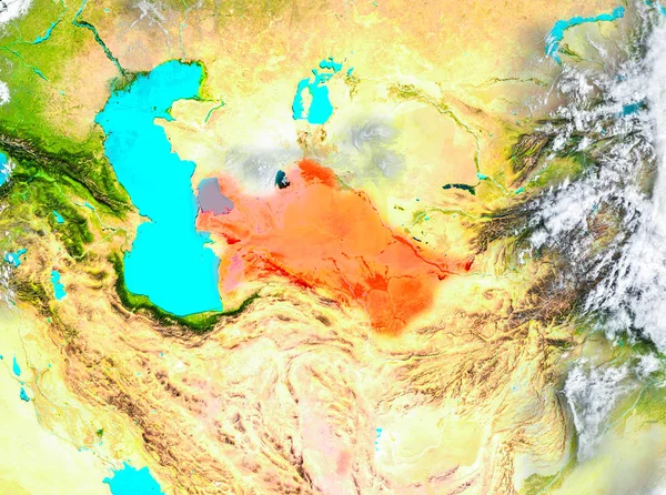 土库曼斯坦在地球上的红 — 图库照片