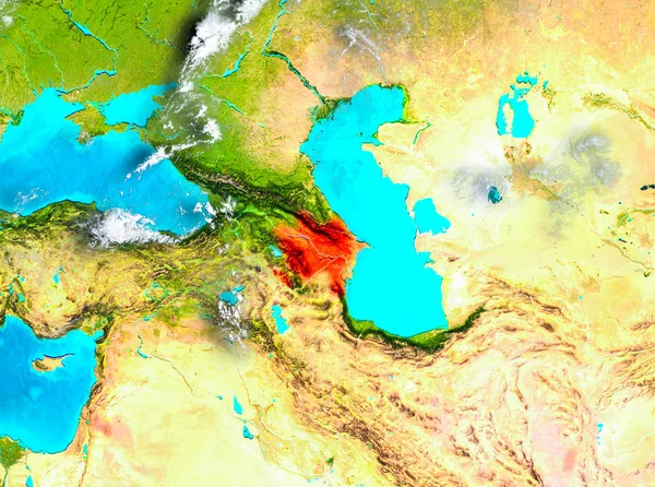 지구에 빨간색 아제르바이잔 — 스톡 사진