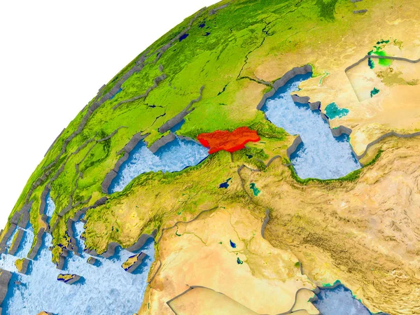 Gürcistan Haritası dünya üzerinde kırmızı — Stok fotoğraf
