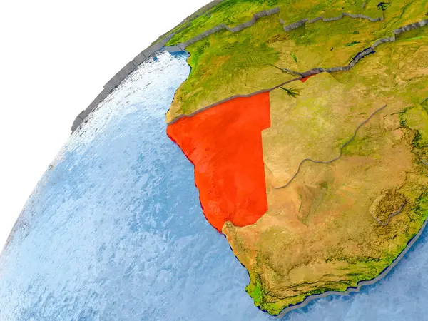 Mapa Namibii w kolorze czerwonym na całym świecie — Zdjęcie stockowe