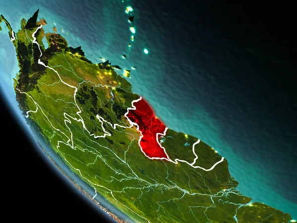 Guyana i natt på jorden — Stockfoto