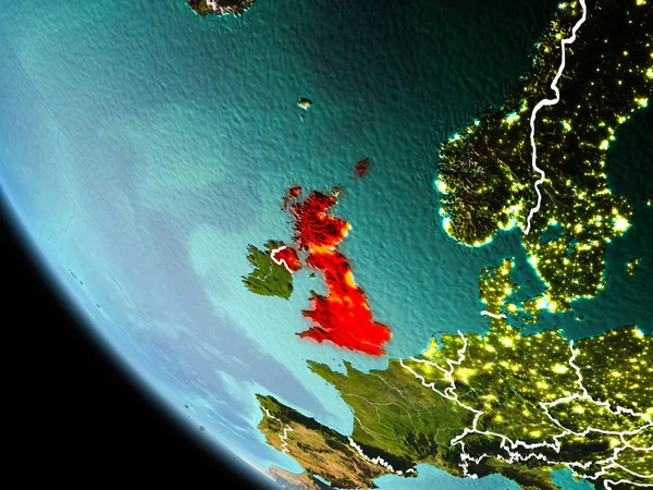 Velká Británie v noci na zemi — Stock fotografie