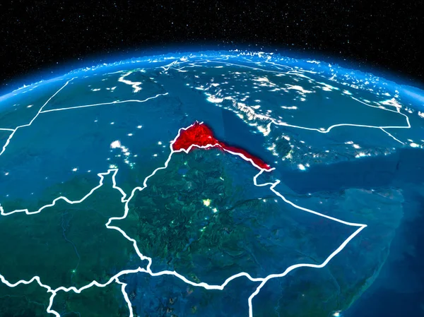 Eritrea desde el espacio por la noche — Foto de Stock