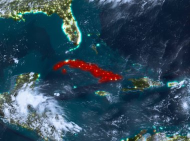 Küba'nın gece görünümü