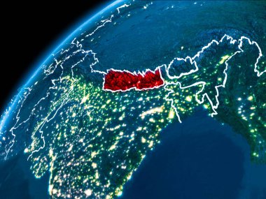 Nepal Haritası geceleri