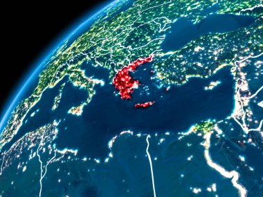 Yunanistan Haritası geceleri