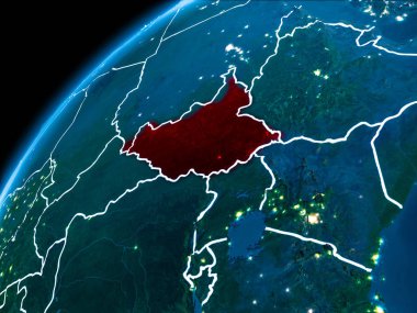 Güney Sudan Haritası geceleri