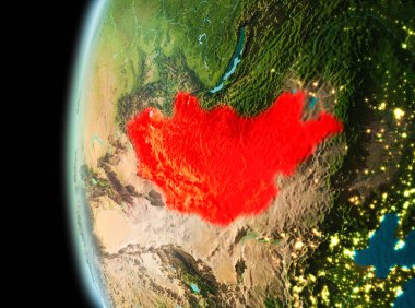 Moğolistan yeryüzünde akşam görünümü