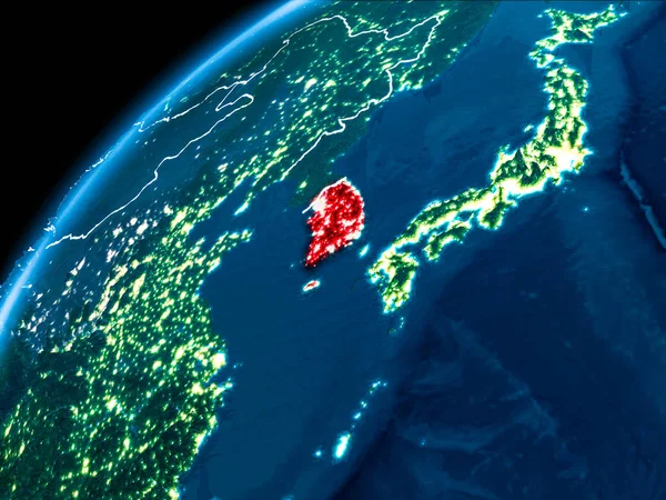 Mapa de Corea del Sur por la noche —  Fotos de Stock