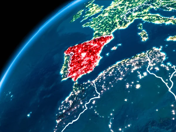 Mapa de España por la noche — Foto de Stock