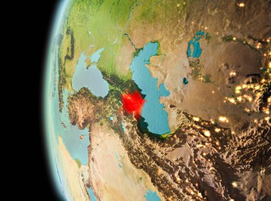 Azerbaycan yeryüzünde görünümünü akşam