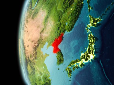 Kuzey Kore yeryüzünde akşam görünümü