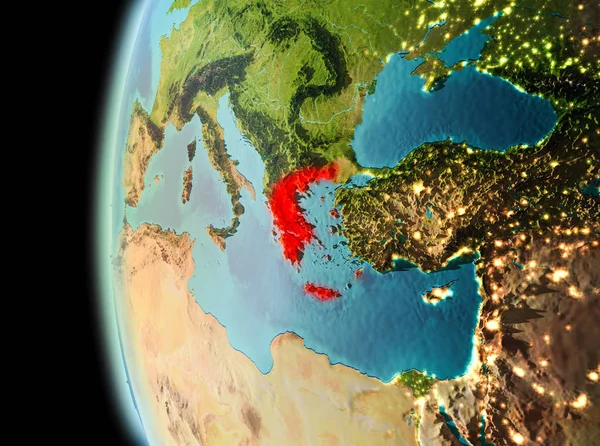 Yunanistan yeryüzünde görünümünü akşam