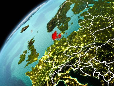 Danimarka yeryüzünde akşam görünümü