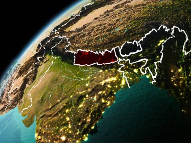 Nepal dünyanın görünümünü akşam