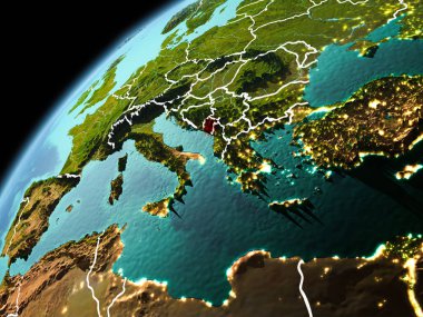 Akşam görünümü yeryüzünde Karadağ