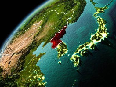 Kuzey Kore yeryüzünde akşam görünümü