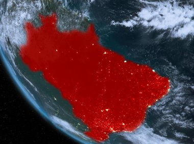 Brezilya dünya üzerindeki gece görünümü