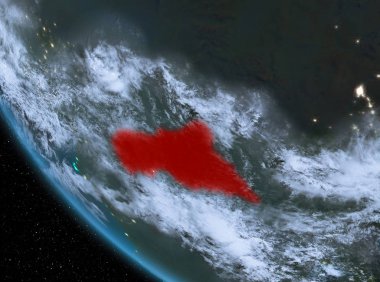 Orta Afrika Dünya üzerindeki gece görünümü