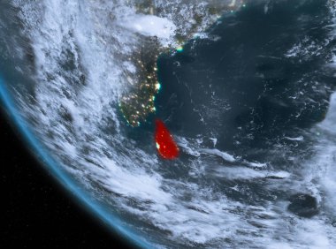 Sri Lanka yeryüzünde gece görünümü