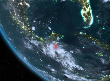 Belize yeryüzünde gece görünümü