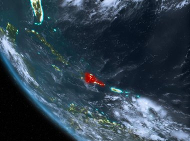 Gece görünümü yeryüzünde Dominik Cumhuriyeti