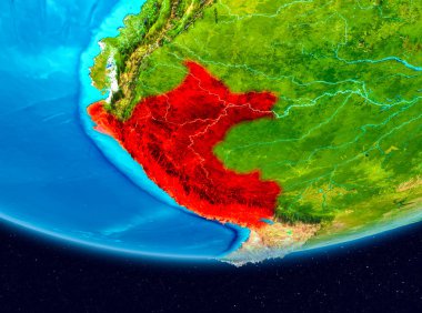 Peru Uydu görünümünde kırmızı