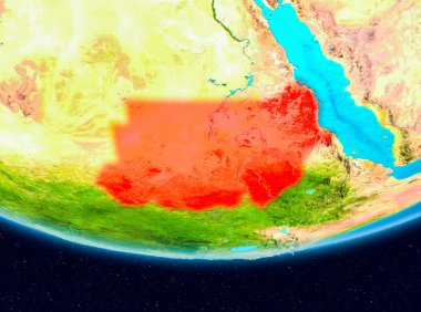 Sudan Uydu görünümünde kırmızı