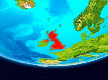 Kırmızı İngiltere uydu görünümü